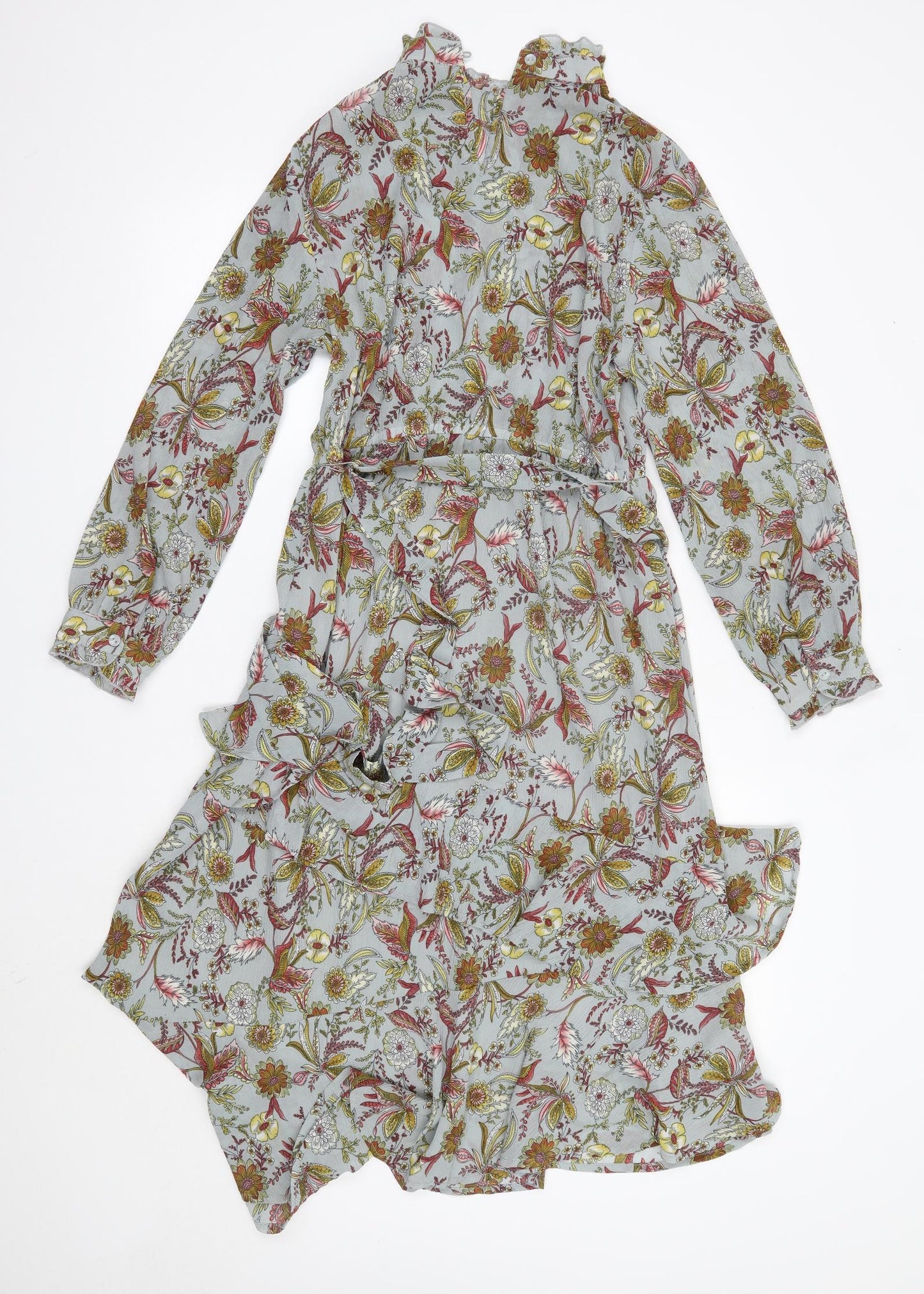 Little Lies Womens Green Floral Polyester A-Line  Size 8  High Neck