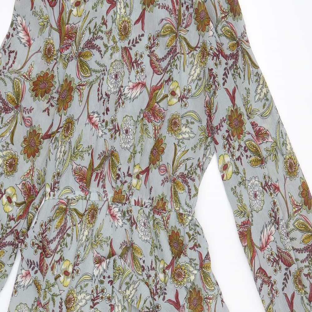 Little Lies Womens Green Floral Polyester A-Line  Size 8  High Neck