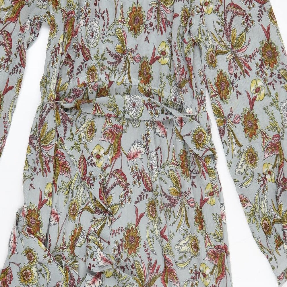 Little Lies Womens Green Floral Polyester A-Line  Size 8  High Neck