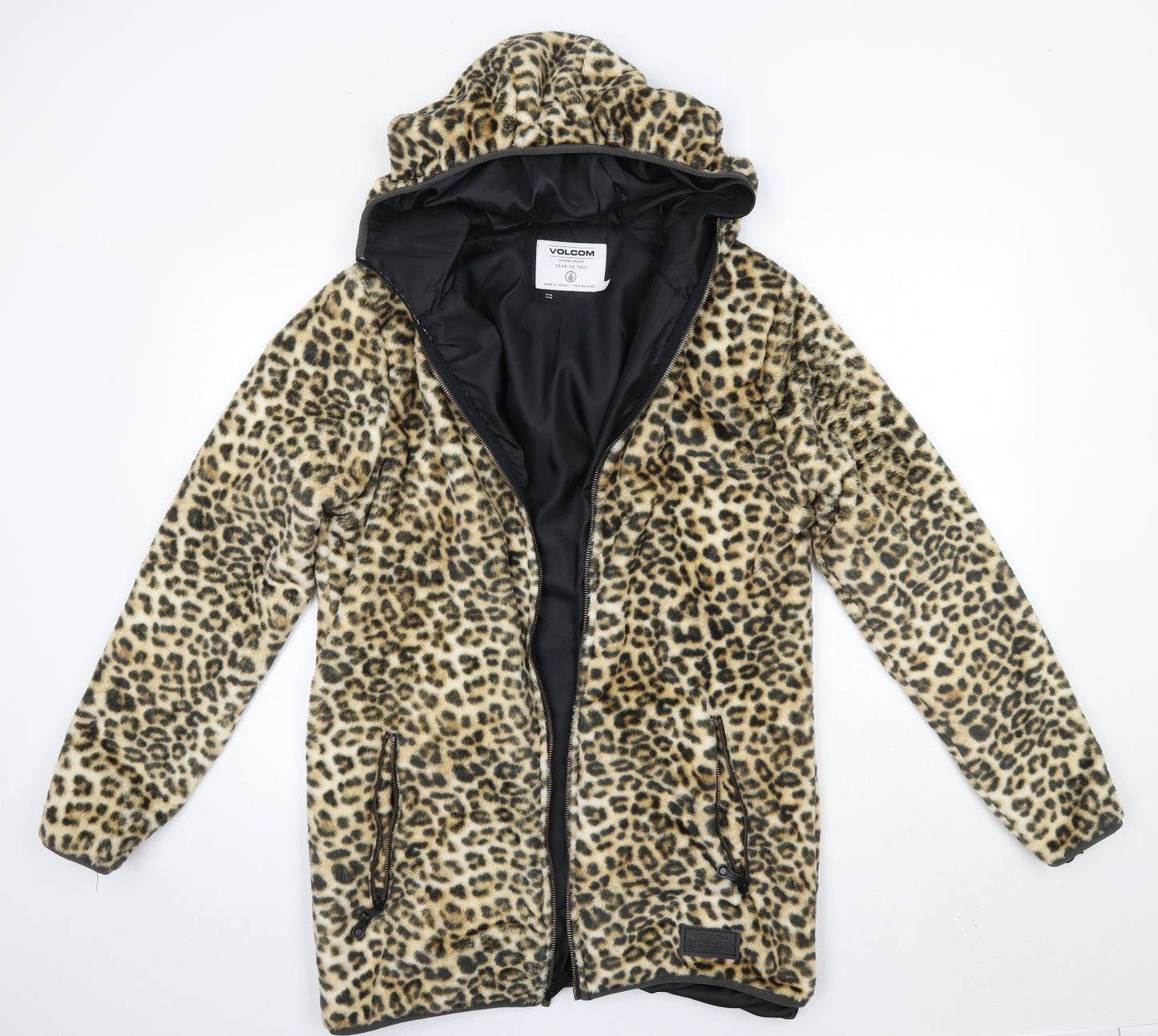 Volcom Womens Multicoloured Animal Print  Overcoat Coat Size L   - Long