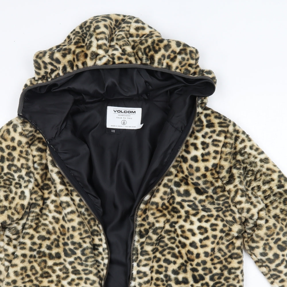 Volcom Womens Multicoloured Animal Print  Overcoat Coat Size L   - Long