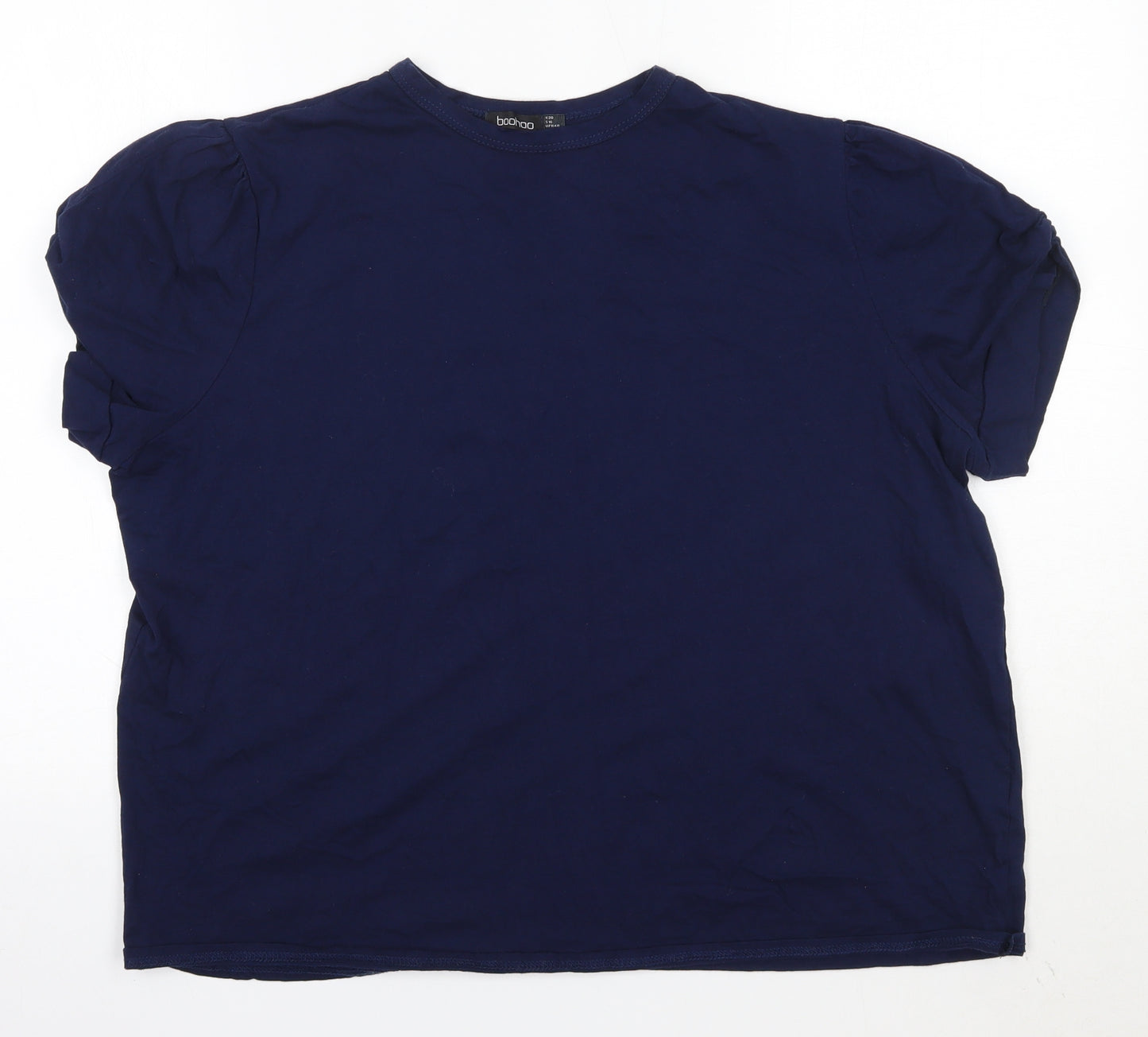 Boohoo Womens Blue  100% Cotton Basic T-Shirt Size 20 Round Neck