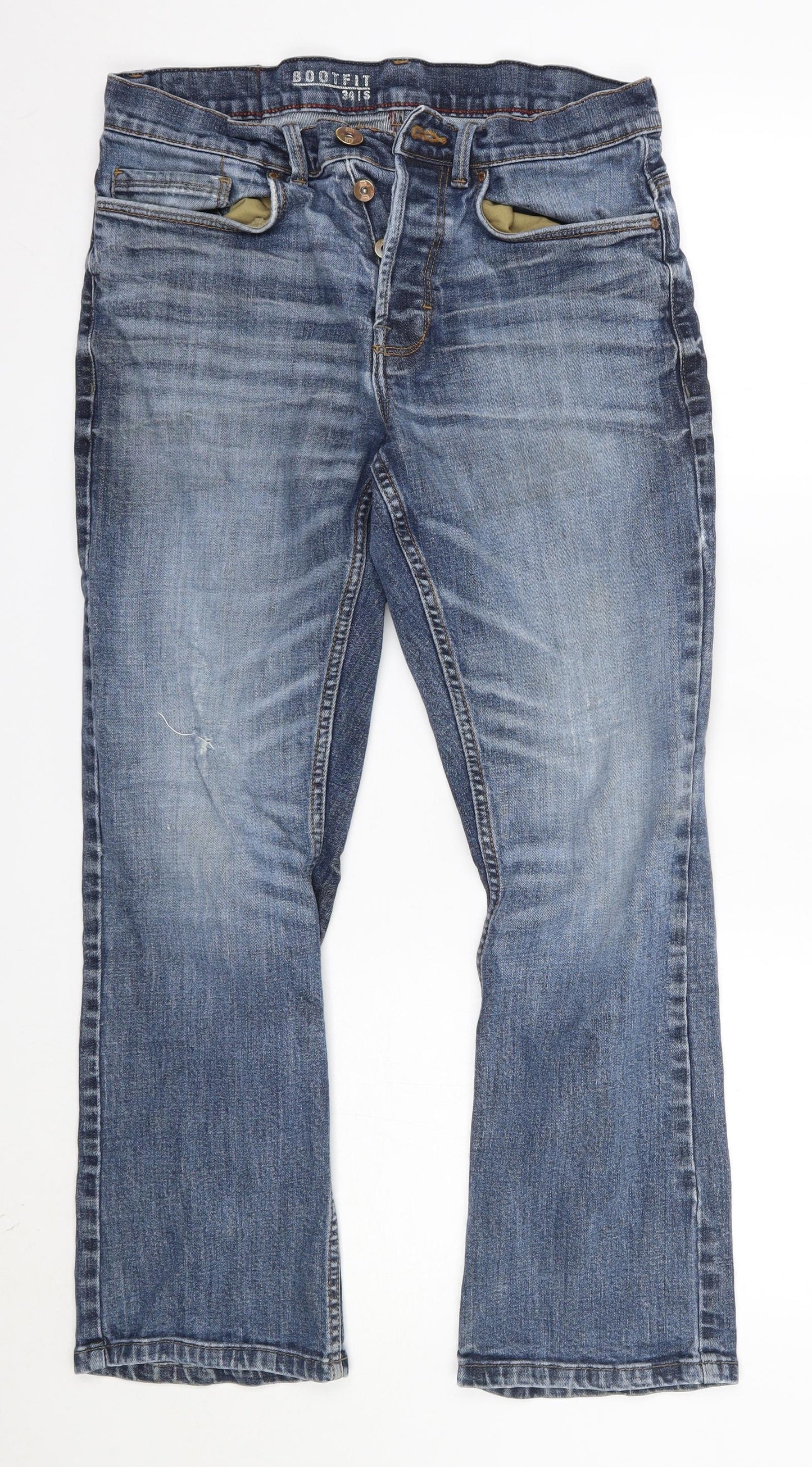 George Mens Blue  Cotton Bootcut Jeans Size 34 in L29 in Regular  - Short length