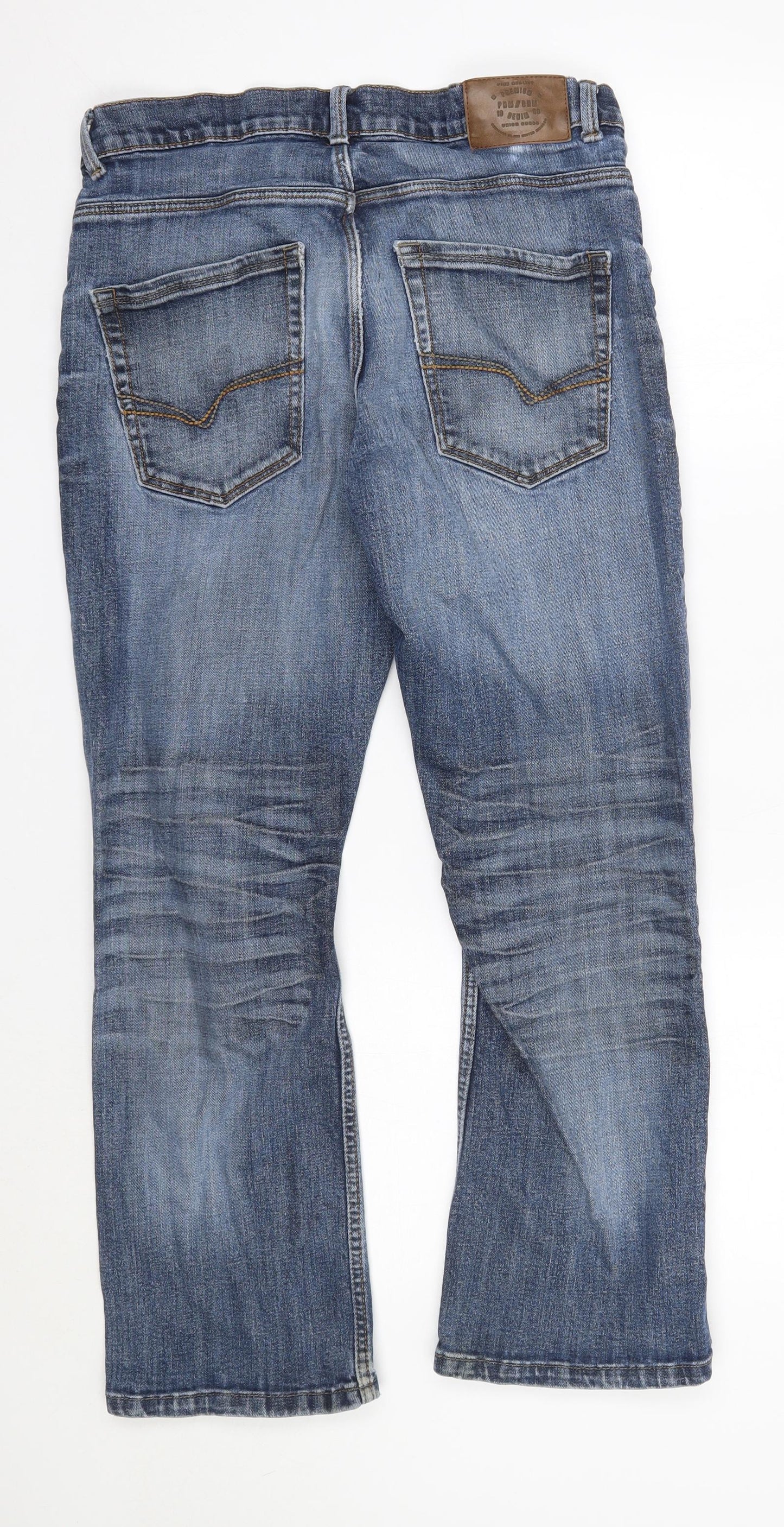 George Mens Blue  Cotton Bootcut Jeans Size 34 in L29 in Regular  - Short length