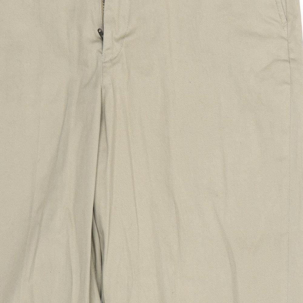 Uniqlo Mens Beige  Cotton Dress Pants Trousers Size L L28 in Regular  - Elasticated waistband