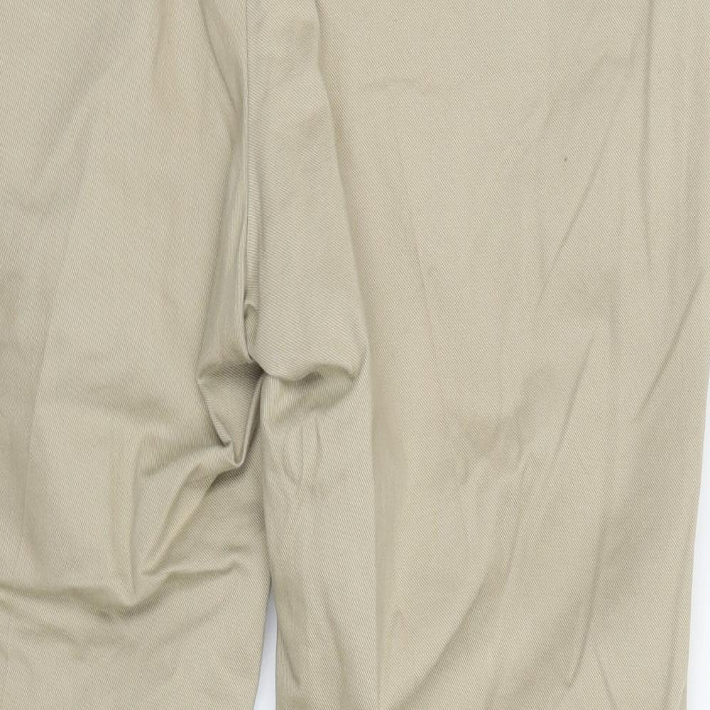 Uniqlo Mens Beige  Cotton Dress Pants Trousers Size L L28 in Regular  - Elasticated waistband