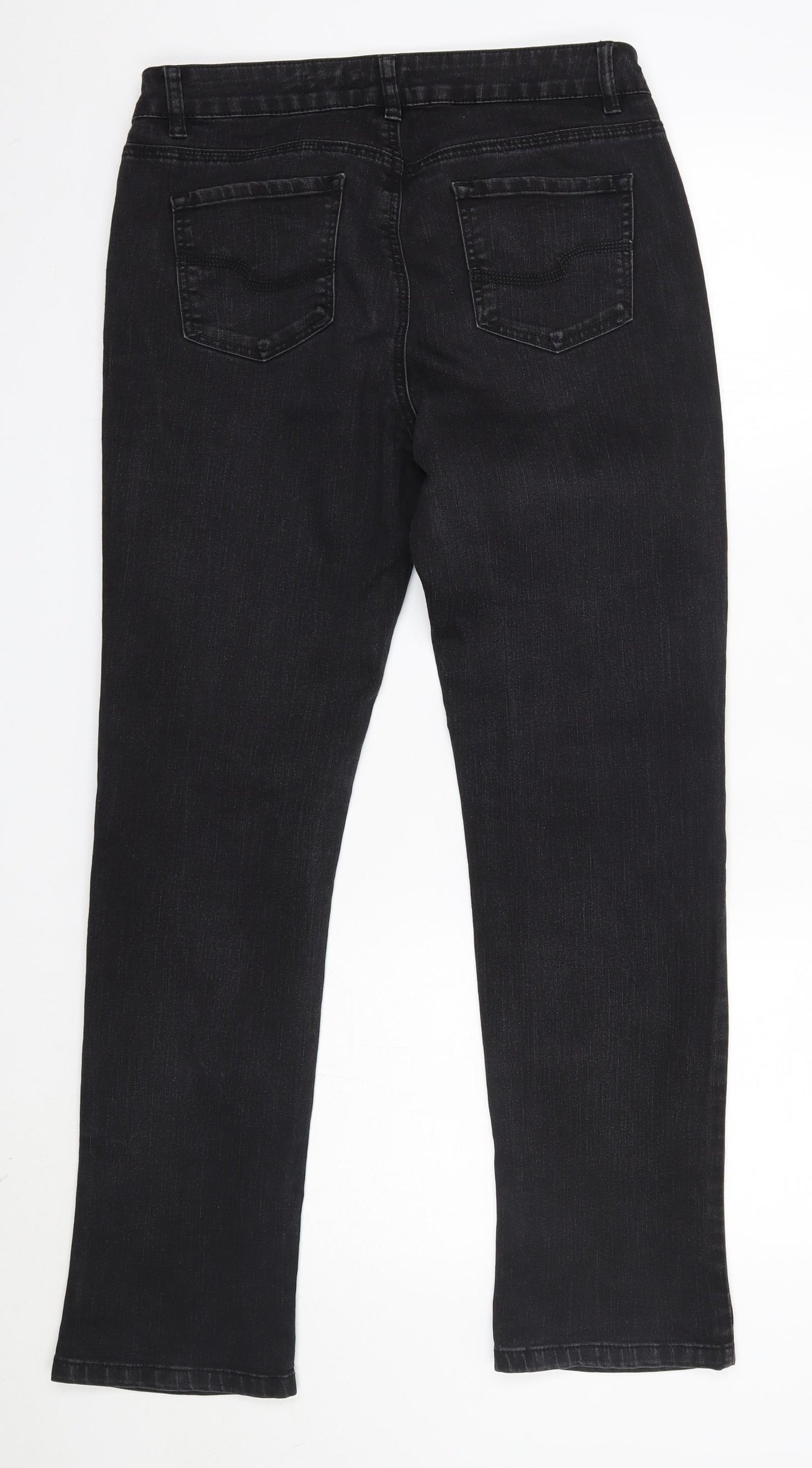 TU Womens Black  Cotton Straight Jeans Size 12 L29 in Regular