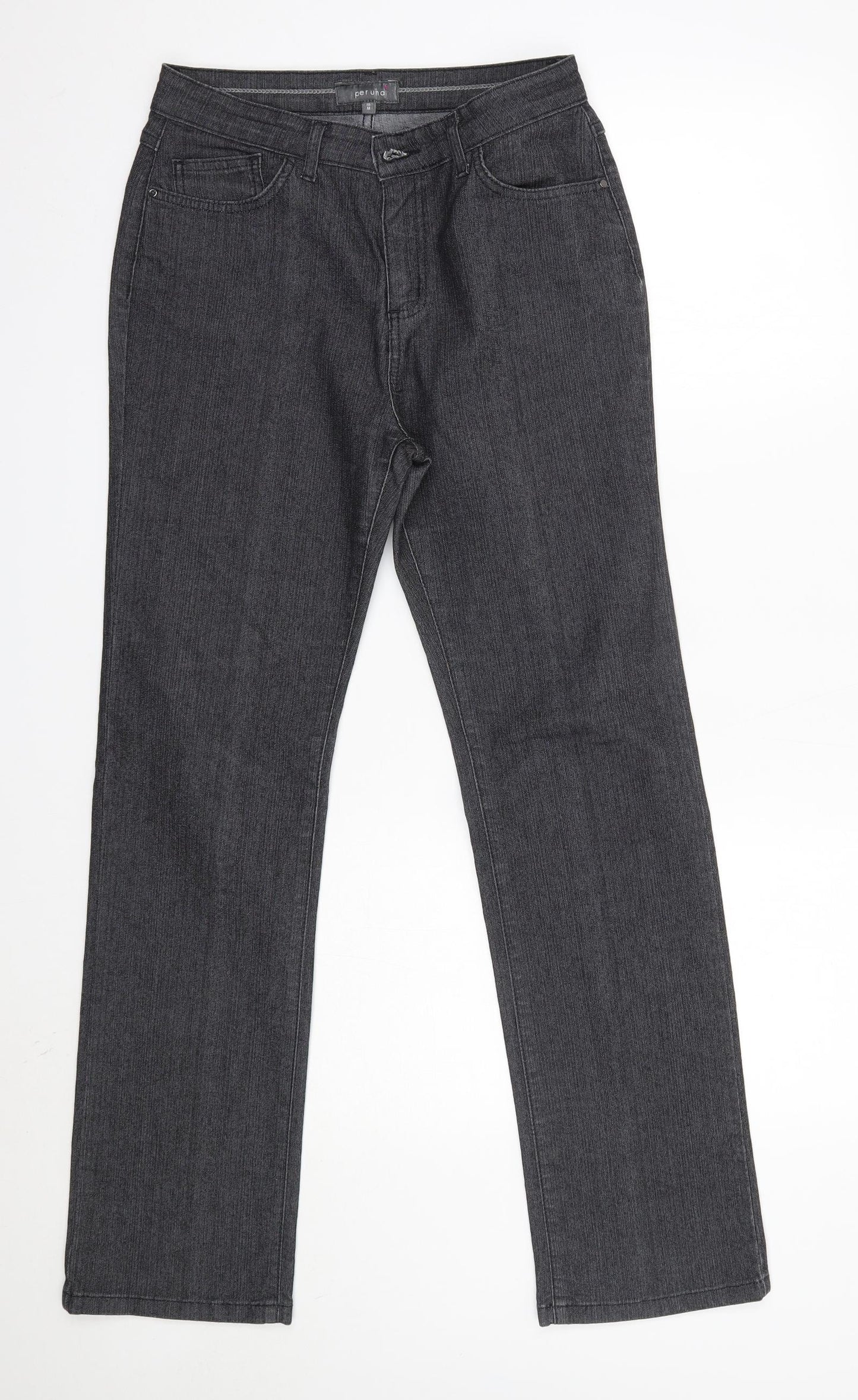 M&S Womens Grey  Cotton Straight Jeans Size 10 L30 in Regular