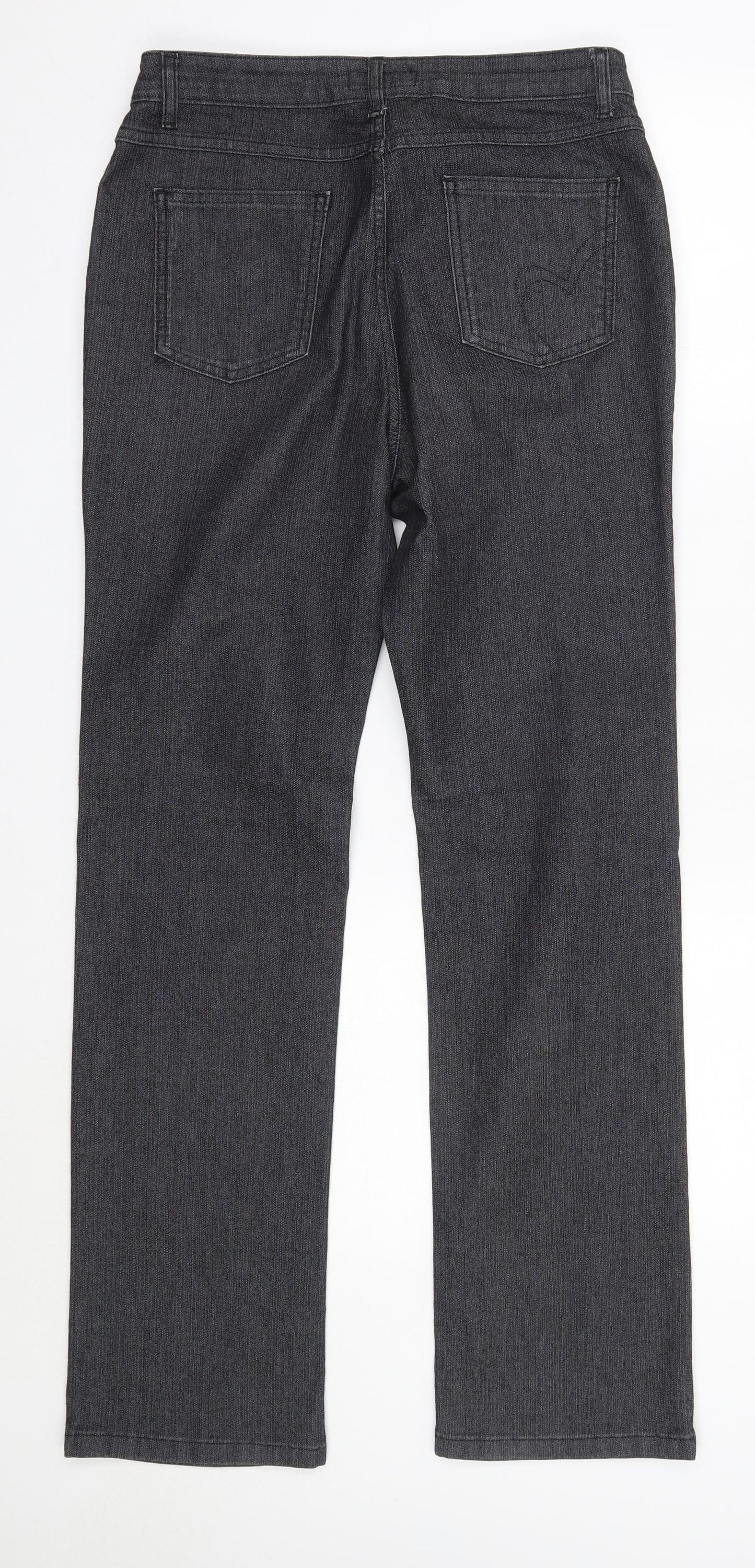 M&S Womens Grey  Cotton Straight Jeans Size 10 L30 in Regular