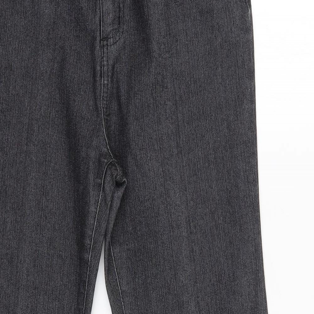 M&S Womens Grey  Cotton Straight Jeans Size 10 L30 in Regular