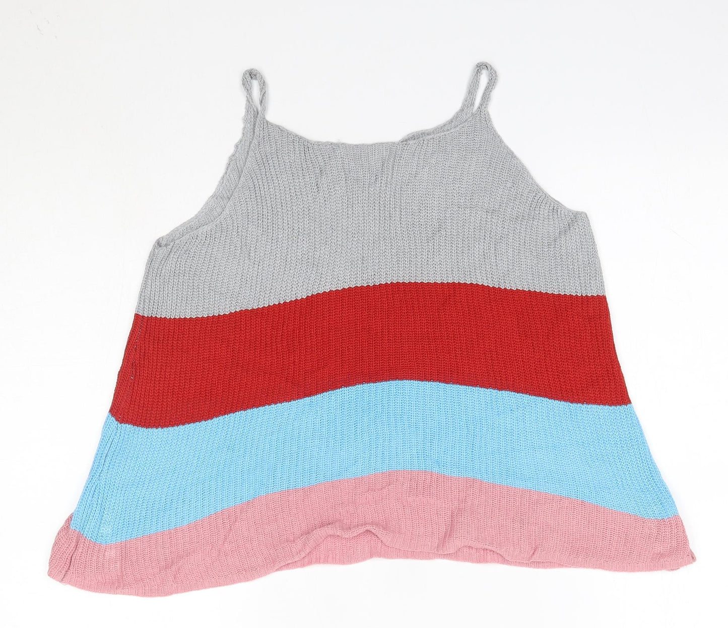 Preworn Womens Multicoloured Striped Cotton Camisole Blouse Size M Round Neck