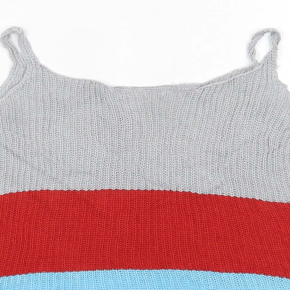 Preworn Womens Multicoloured Striped Cotton Camisole Blouse Size M Round Neck