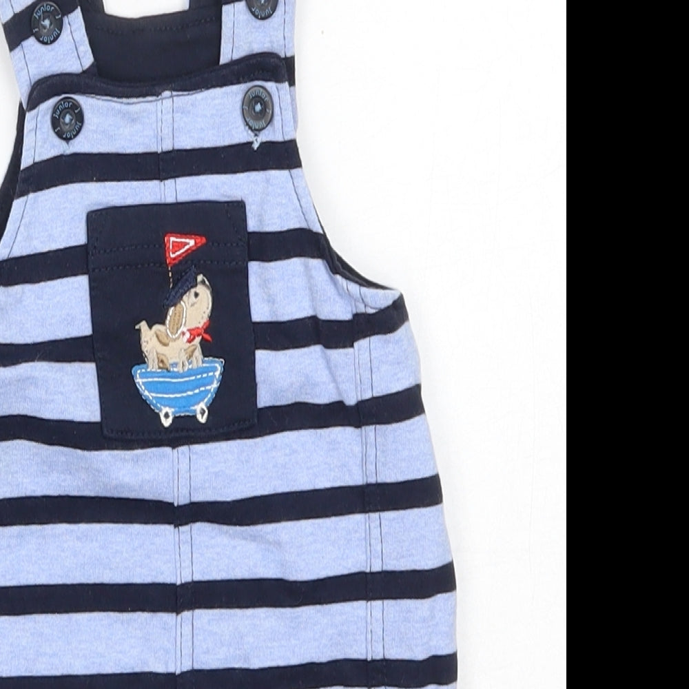 Debenhams Baby Blue Striped 100% Cotton Dungaree One-Piece Size 0-3 Months