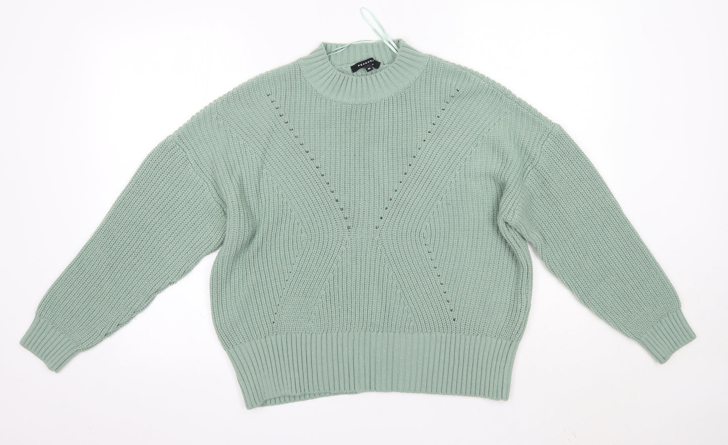 Peacocks Womens Green Round Neck  Acrylic Pullover Jumper Size M