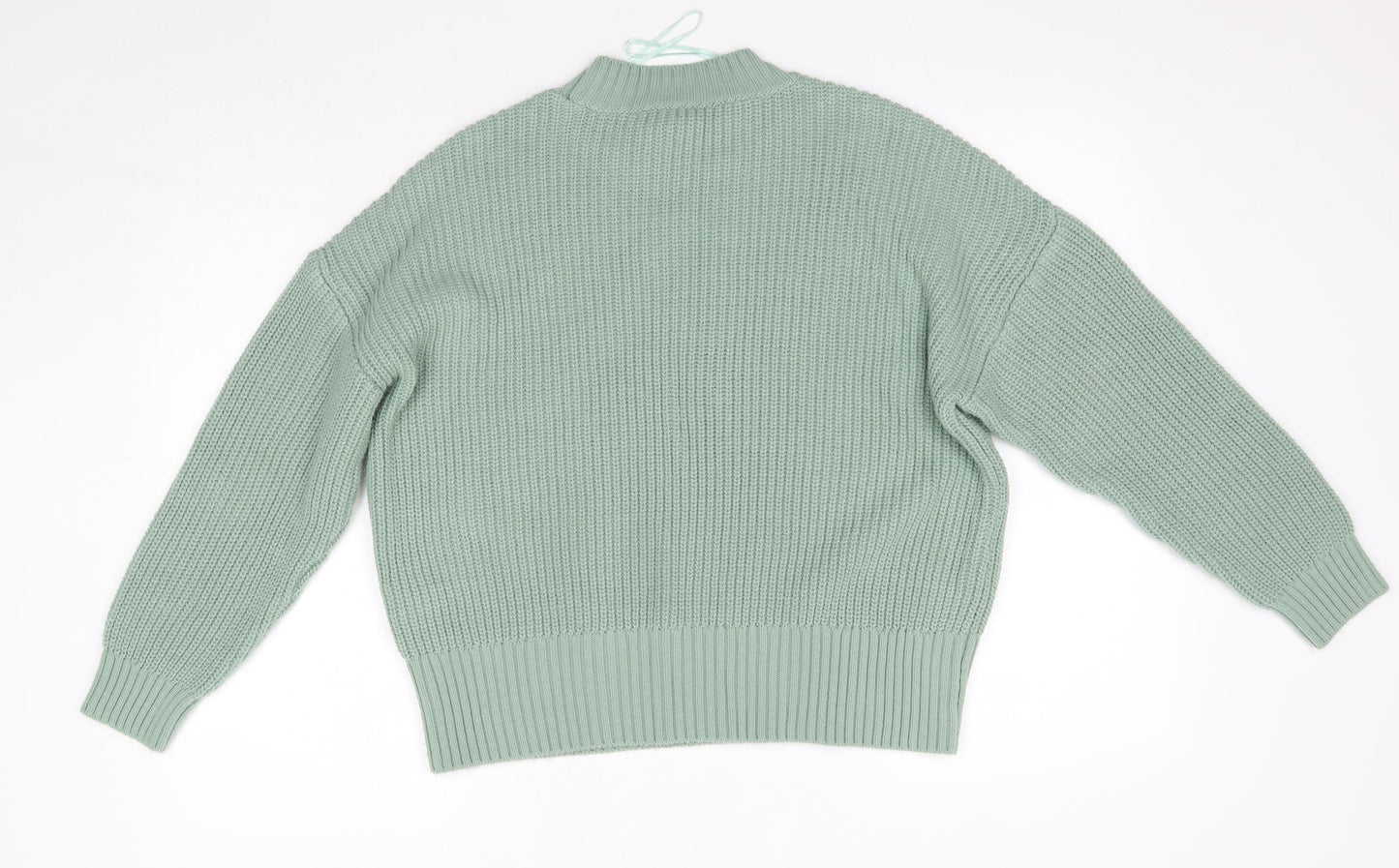 Peacocks Womens Green Round Neck  Acrylic Pullover Jumper Size M