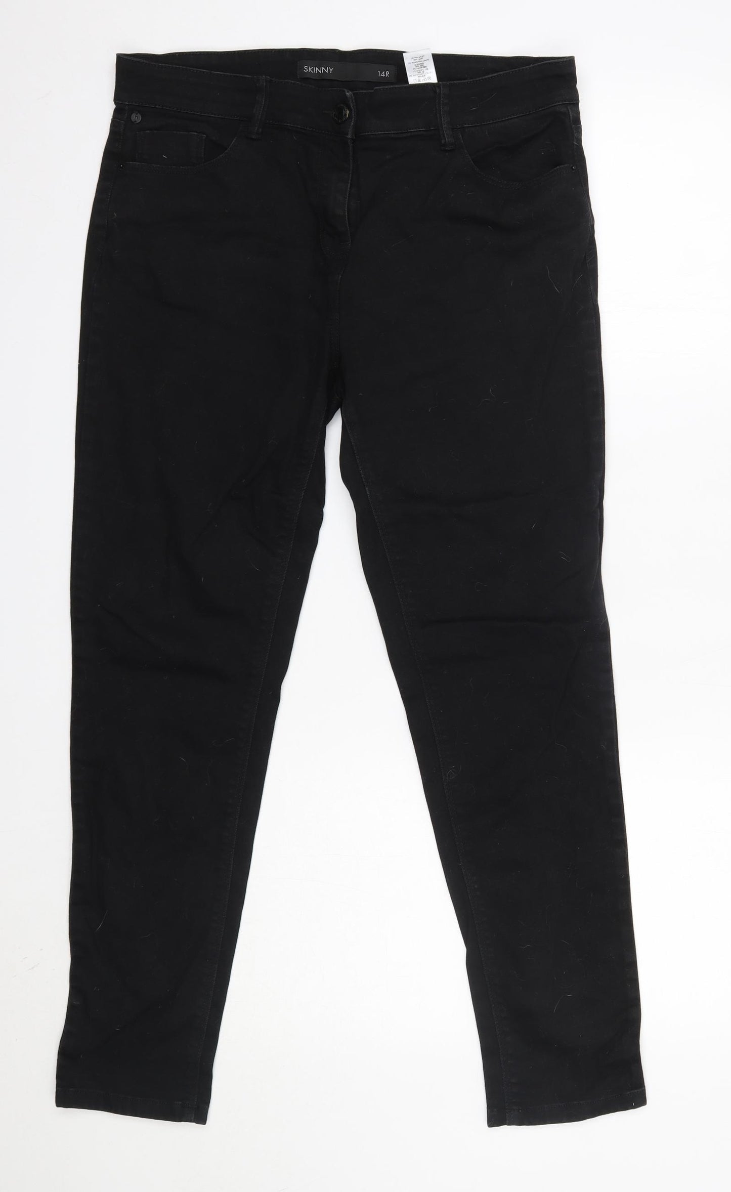 NEXT Womens Black  Cotton Skinny Jeans Size 14 L28 in Regular