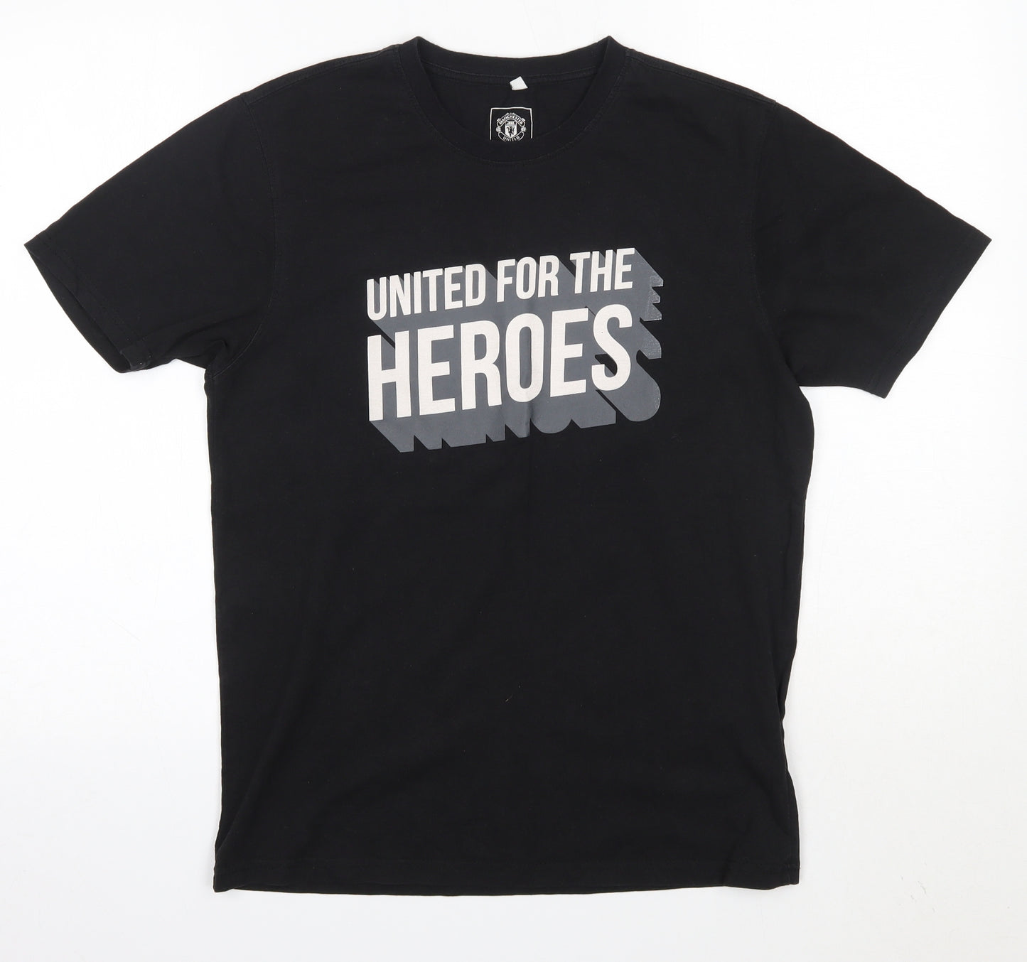 Manchester United Mens Black  Cotton  T-Shirt Size S Round Neck