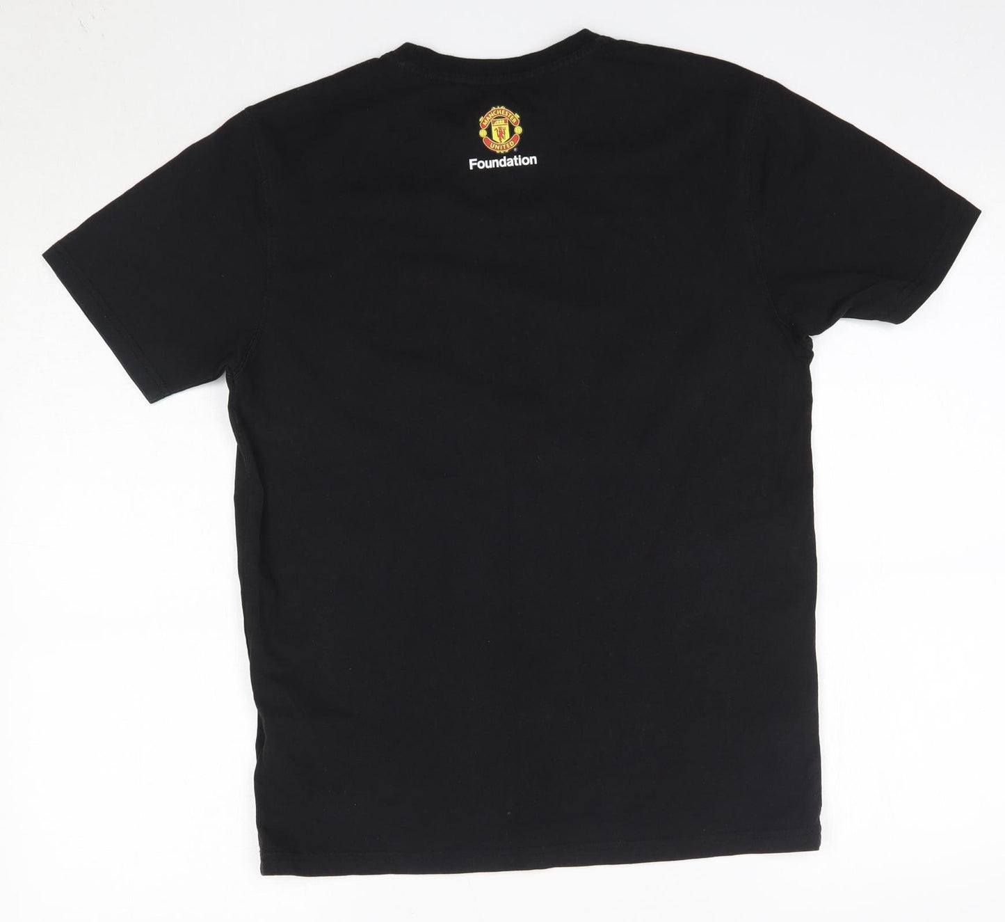 Manchester United Mens Black  Cotton  T-Shirt Size S Round Neck