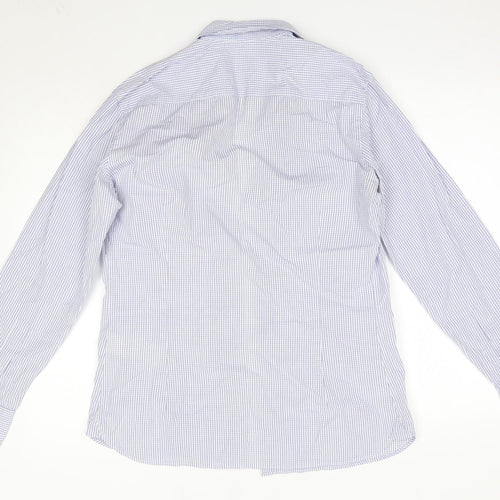 Hackett London Mens Blue Check Cotton  Button-Up Size S Collared