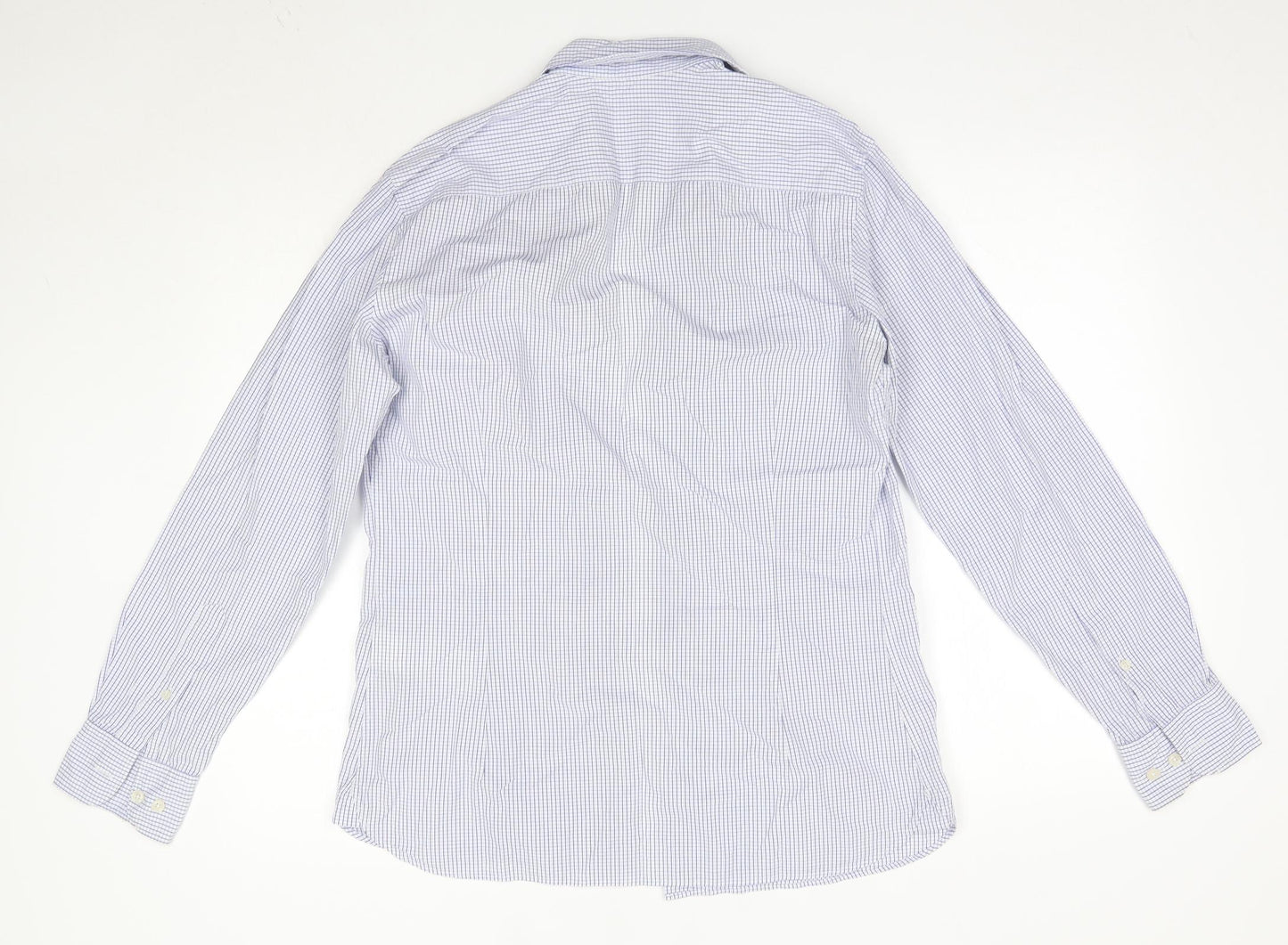 Hackett London Mens Blue Check Cotton  Button-Up Size S Collared
