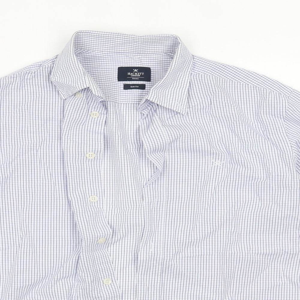 Hackett London Mens Blue Check Cotton  Button-Up Size S Collared