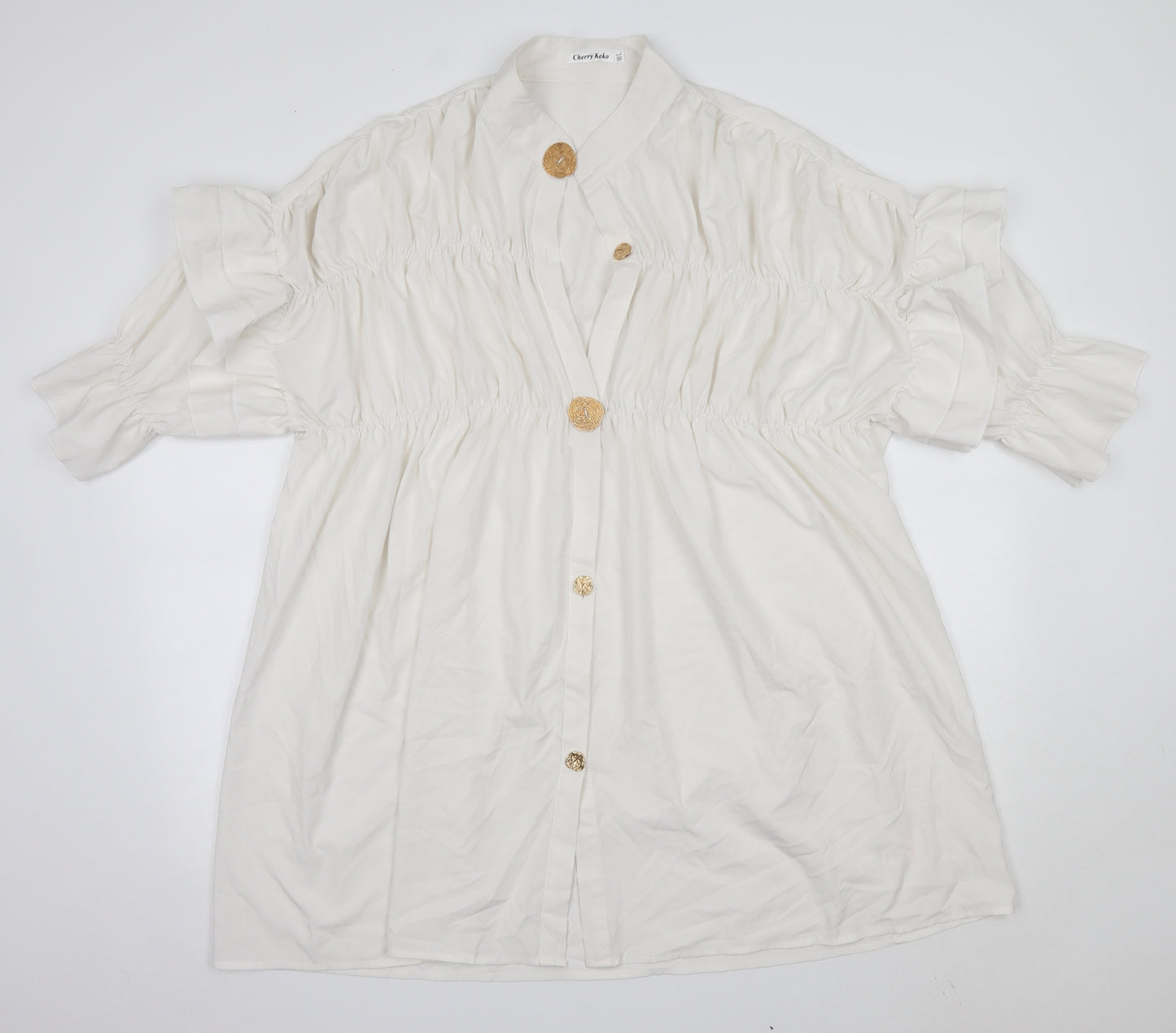 Cherry Koko Womens White  Polyester A-Line  Size M  V-Neck