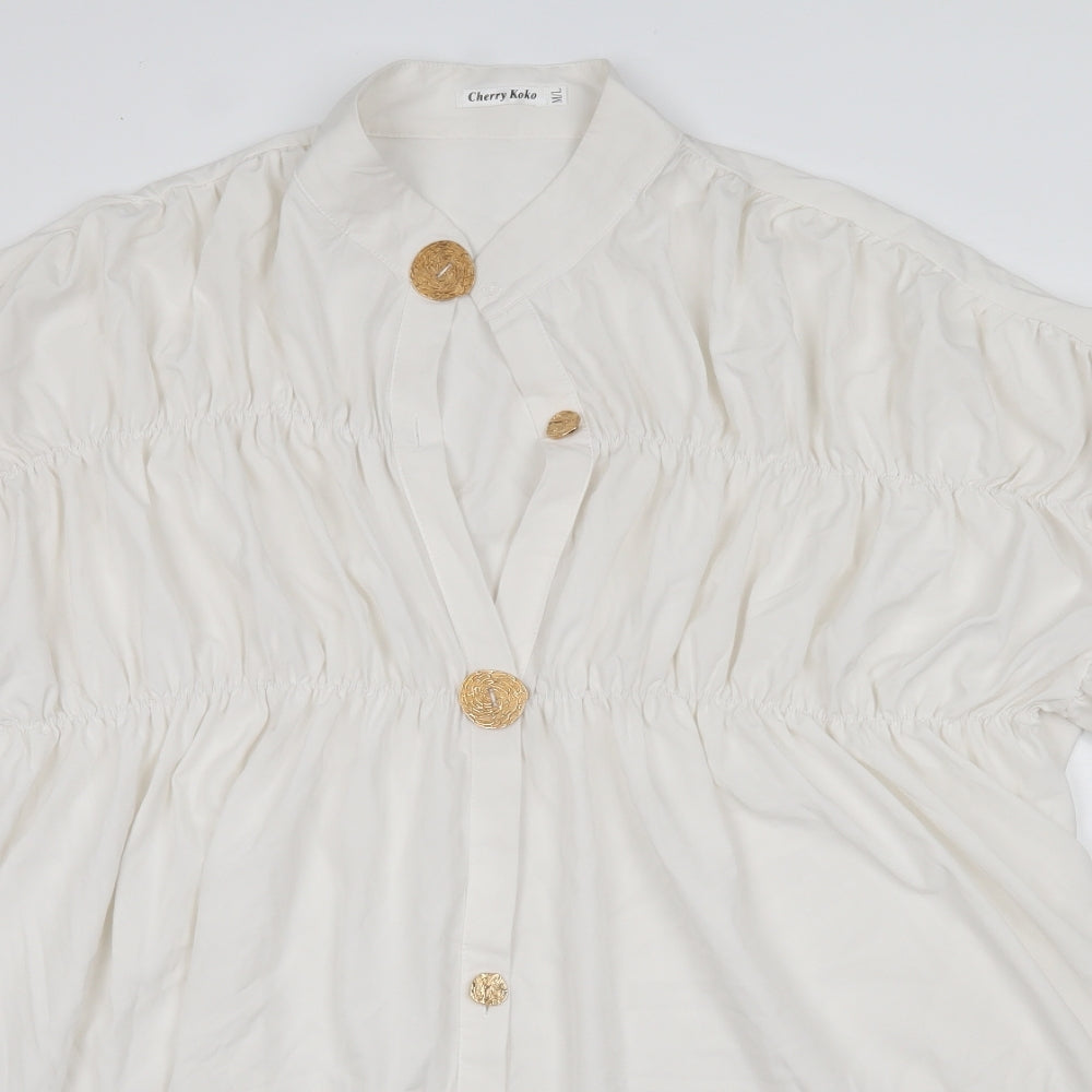 Cherry Koko Womens White  Polyester A-Line  Size M  V-Neck