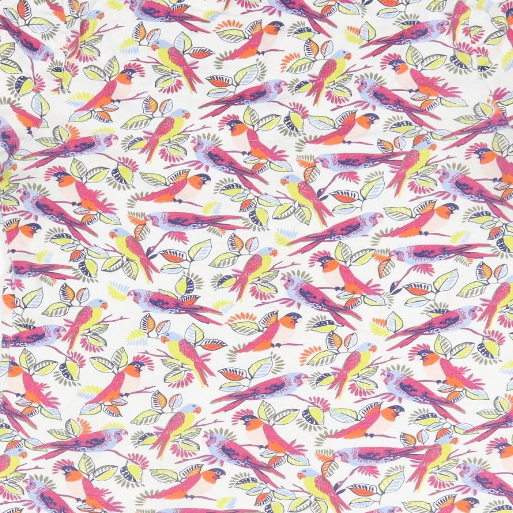 M*S Womens Multicoloured Floral 100% Cotton Basic T-Shirt Size 12 Round Neck