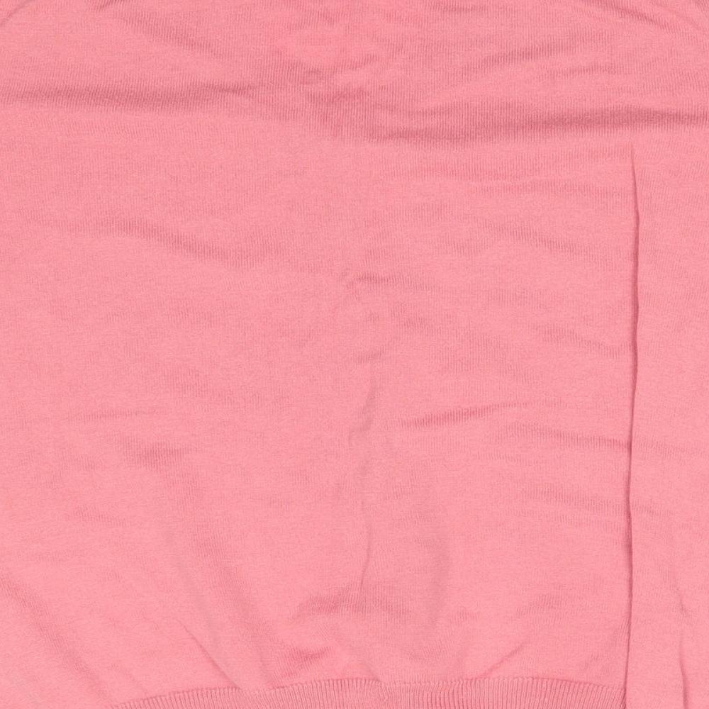 Woolovers Womens Pink Round Neck  Cotton Cardigan Jumper Size M