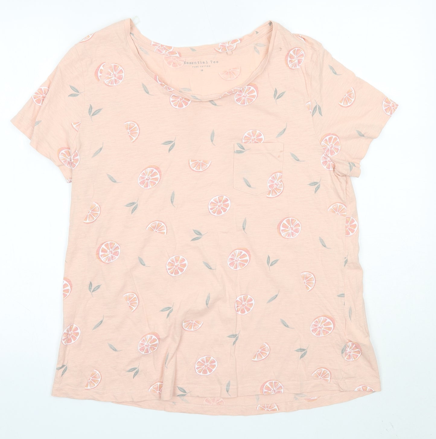 Debenhams Womens Pink  100% Cotton Basic T-Shirt Size 16 Round Neck