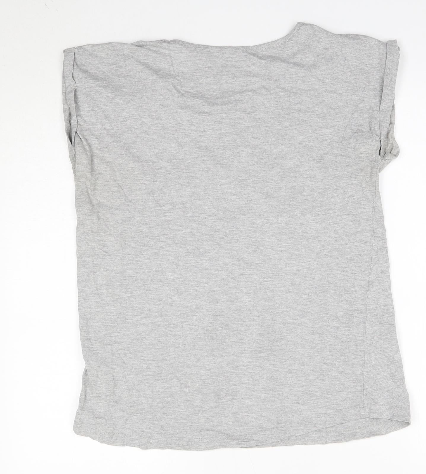 Saltrock Womens Grey  Cotton Basic T-Shirt Size 14 Round Neck