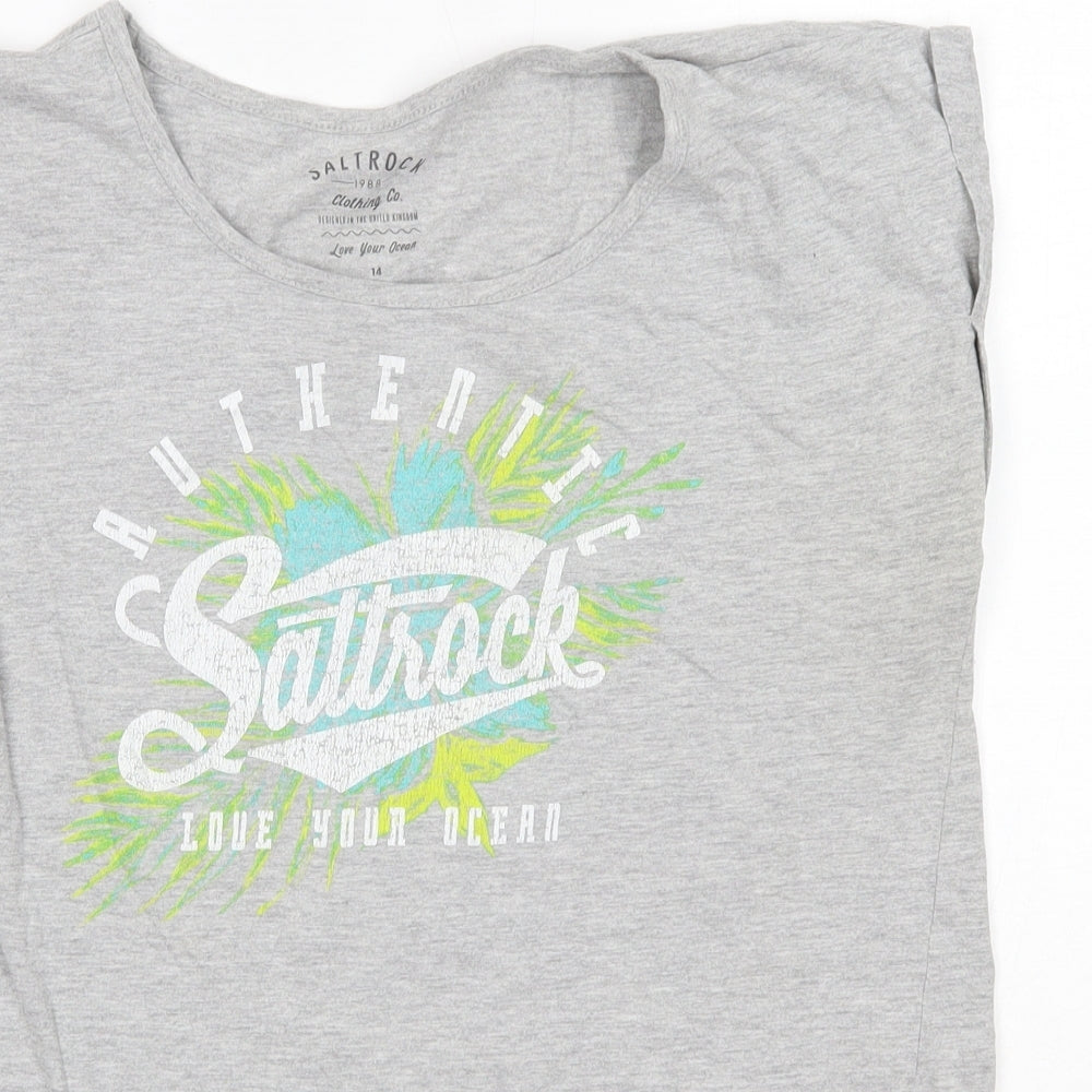 Saltrock Womens Grey  Cotton Basic T-Shirt Size 14 Round Neck