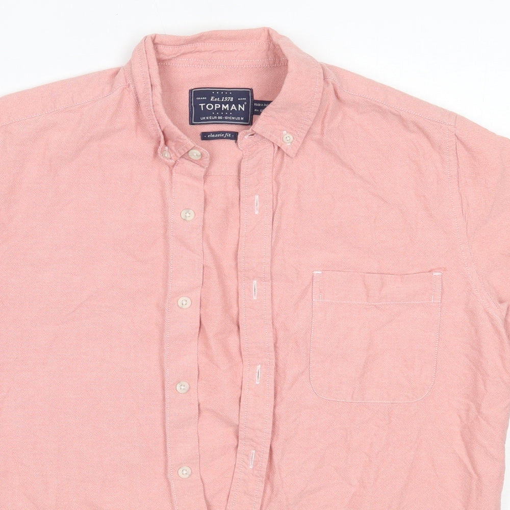 Topman Mens Pink  Cotton  Button-Up Size M Collared