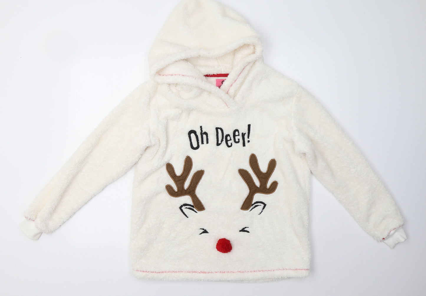 Adore Womens White  Polyester Top Lounge Set Size S   - Oh Deer