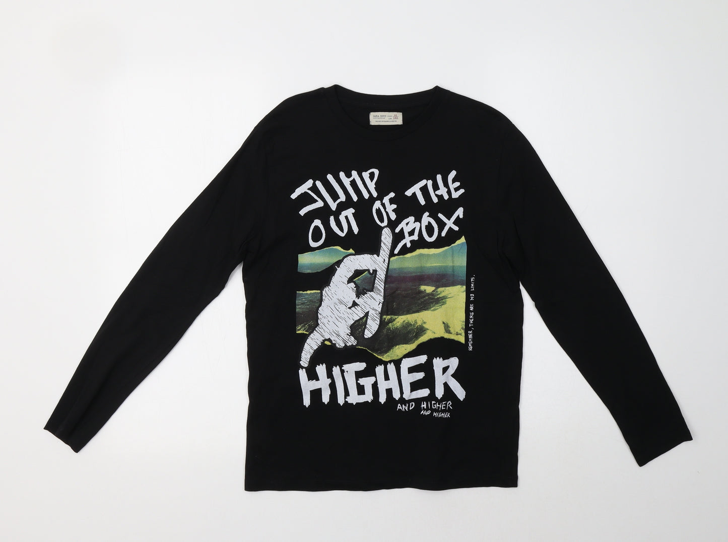 Zara Girls Black  Cotton Basic T-Shirt Size 10 Years Crew Neck