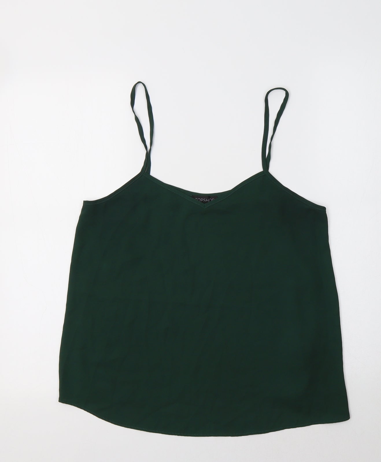 Topshop Womens Green  Polyester Camisole Tank Size 10 V-Neck