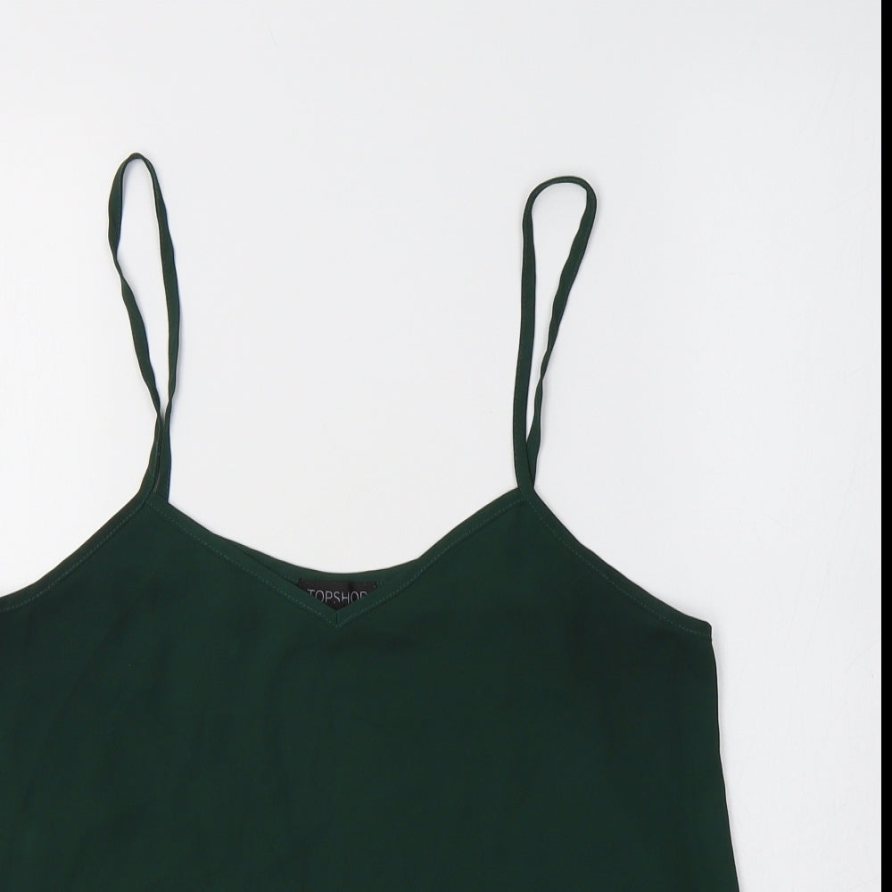 Topshop Womens Green  Polyester Camisole Tank Size 10 V-Neck