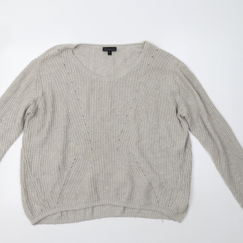 Topshop Womens Beige Round Neck  Acrylic Pullover Jumper Size 12