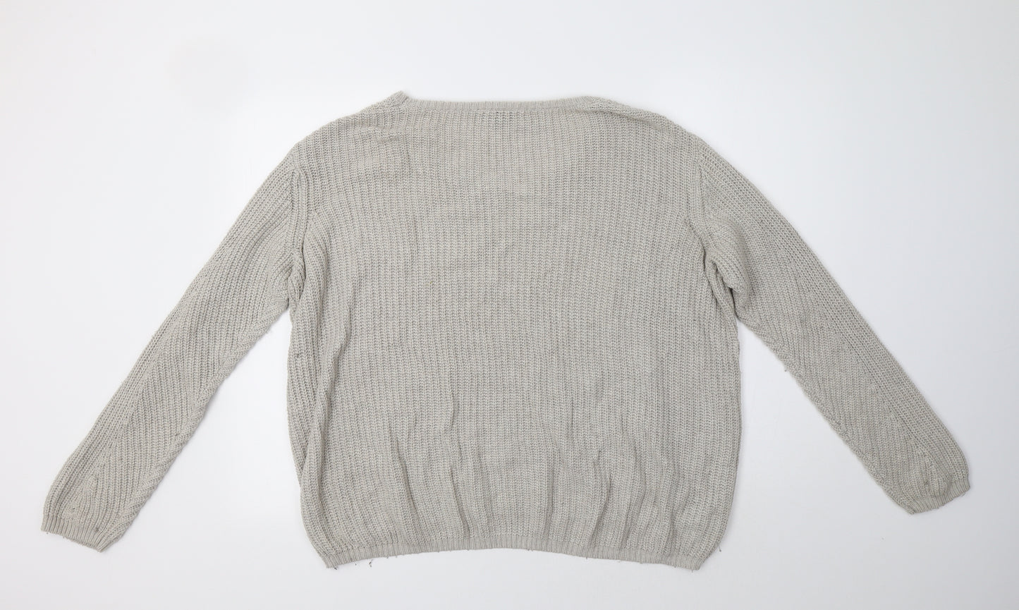 Topshop Womens Beige Round Neck  Acrylic Pullover Jumper Size 12