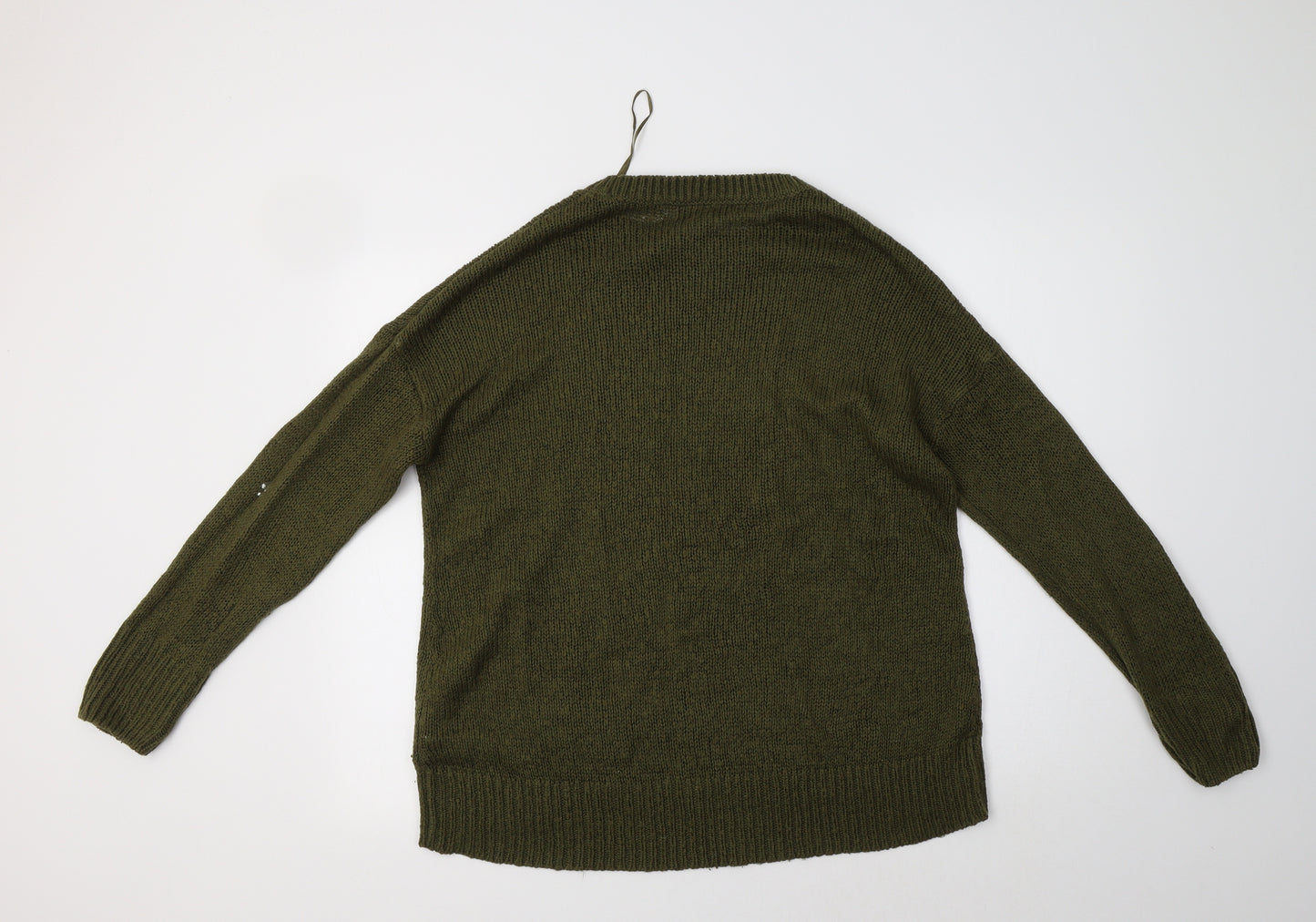 New Look Womens Green Crew Neck  Acrylic Pullover Jumper Size M