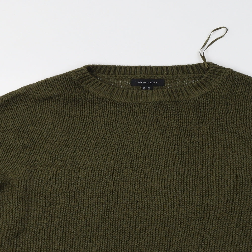 New Look Womens Green Crew Neck  Acrylic Pullover Jumper Size M