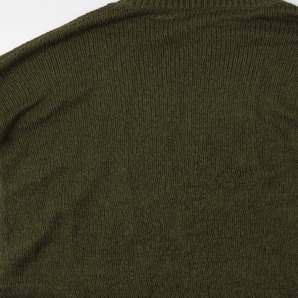 New Look Womens Green Crew Neck  Acrylic Pullover Jumper Size M