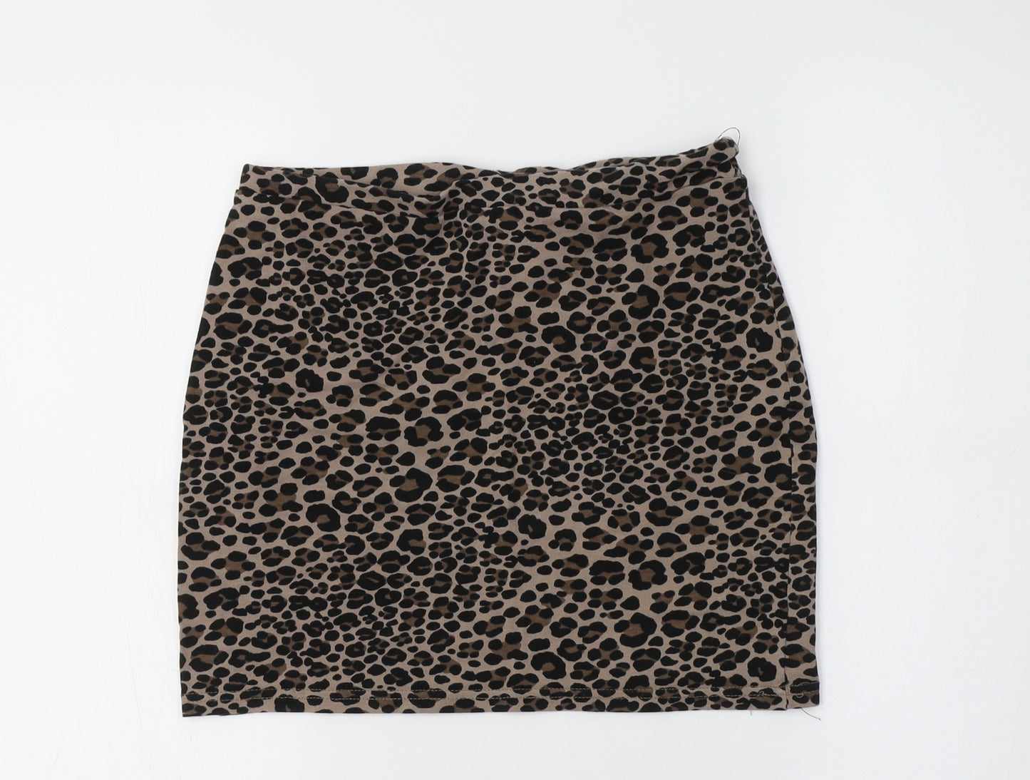 H&M Womens Brown Animal Print Cotton Mini Skirt Size 10