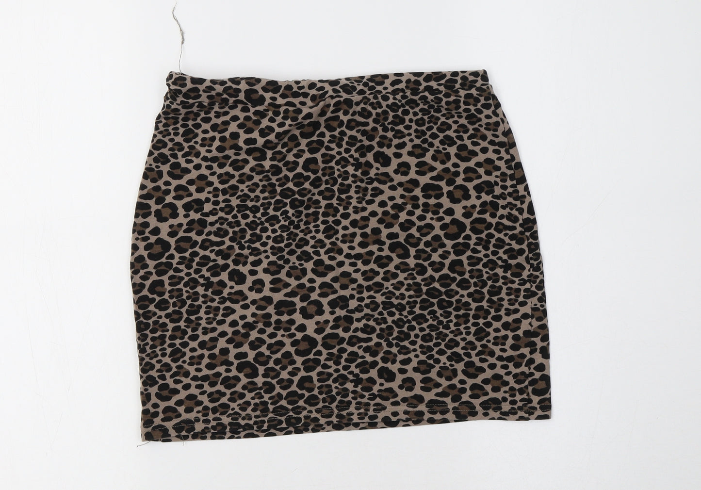H&M Womens Brown Animal Print Cotton Mini Skirt Size 10