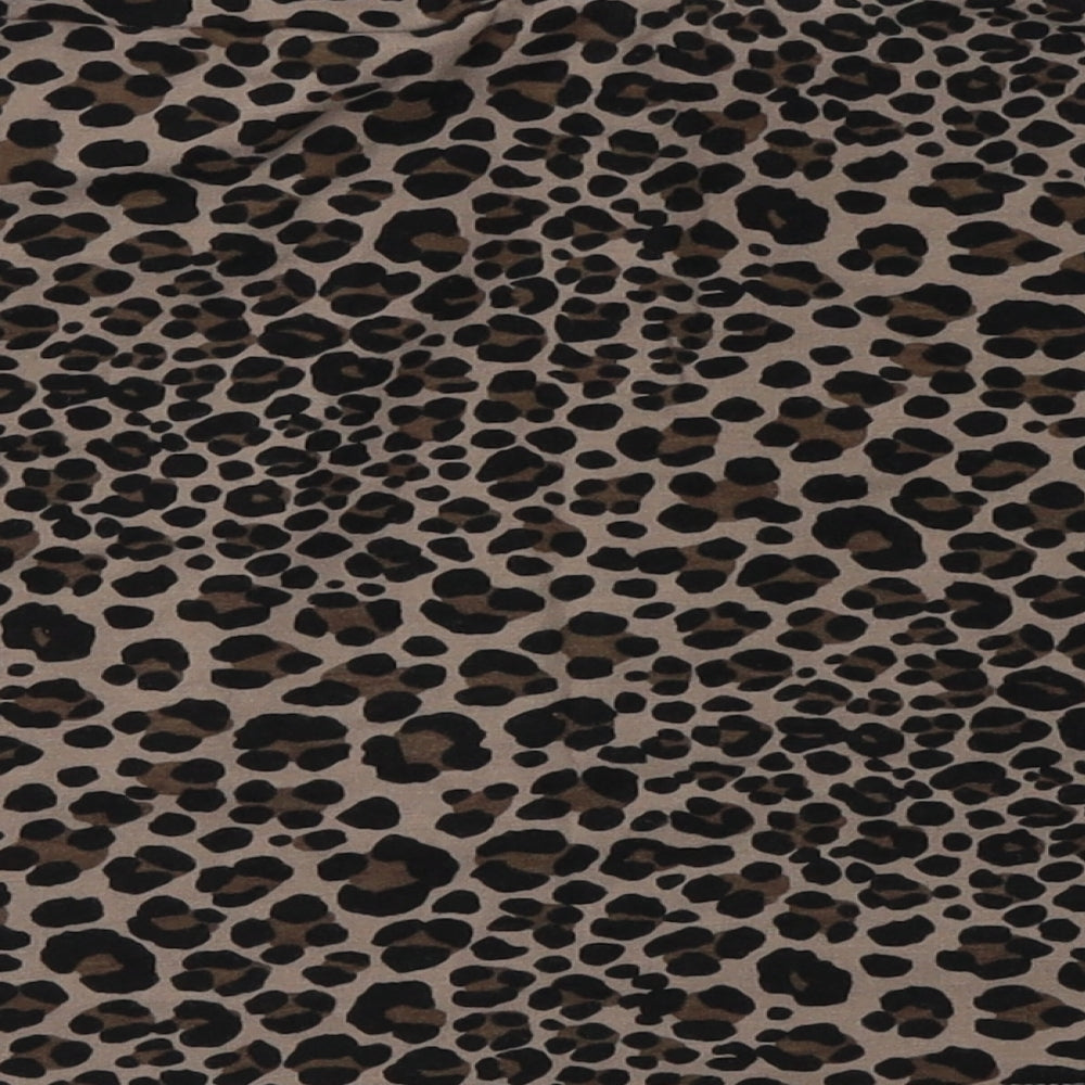 H&M Womens Brown Animal Print Cotton Mini Skirt Size 10