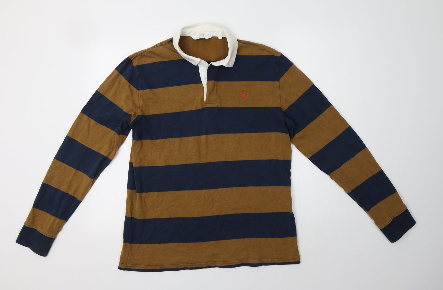 NEXT Mens Brown Striped Cotton  Polo Size M Collared