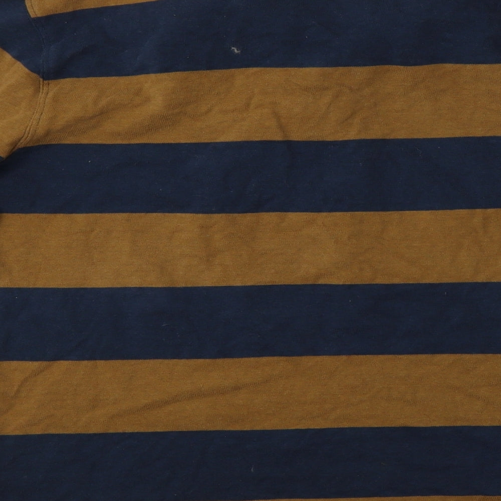 NEXT Mens Brown Striped Cotton  Polo Size M Collared
