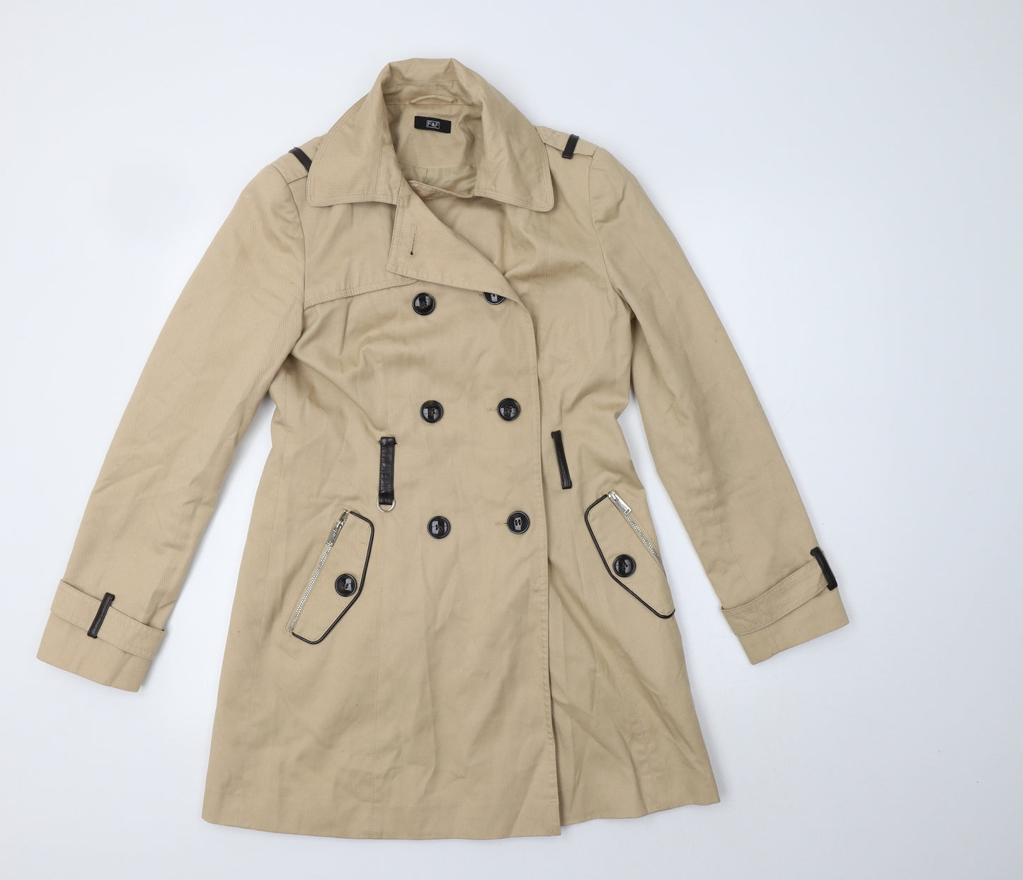 F&F Womens Beige   Trench Coat Coat Size 8