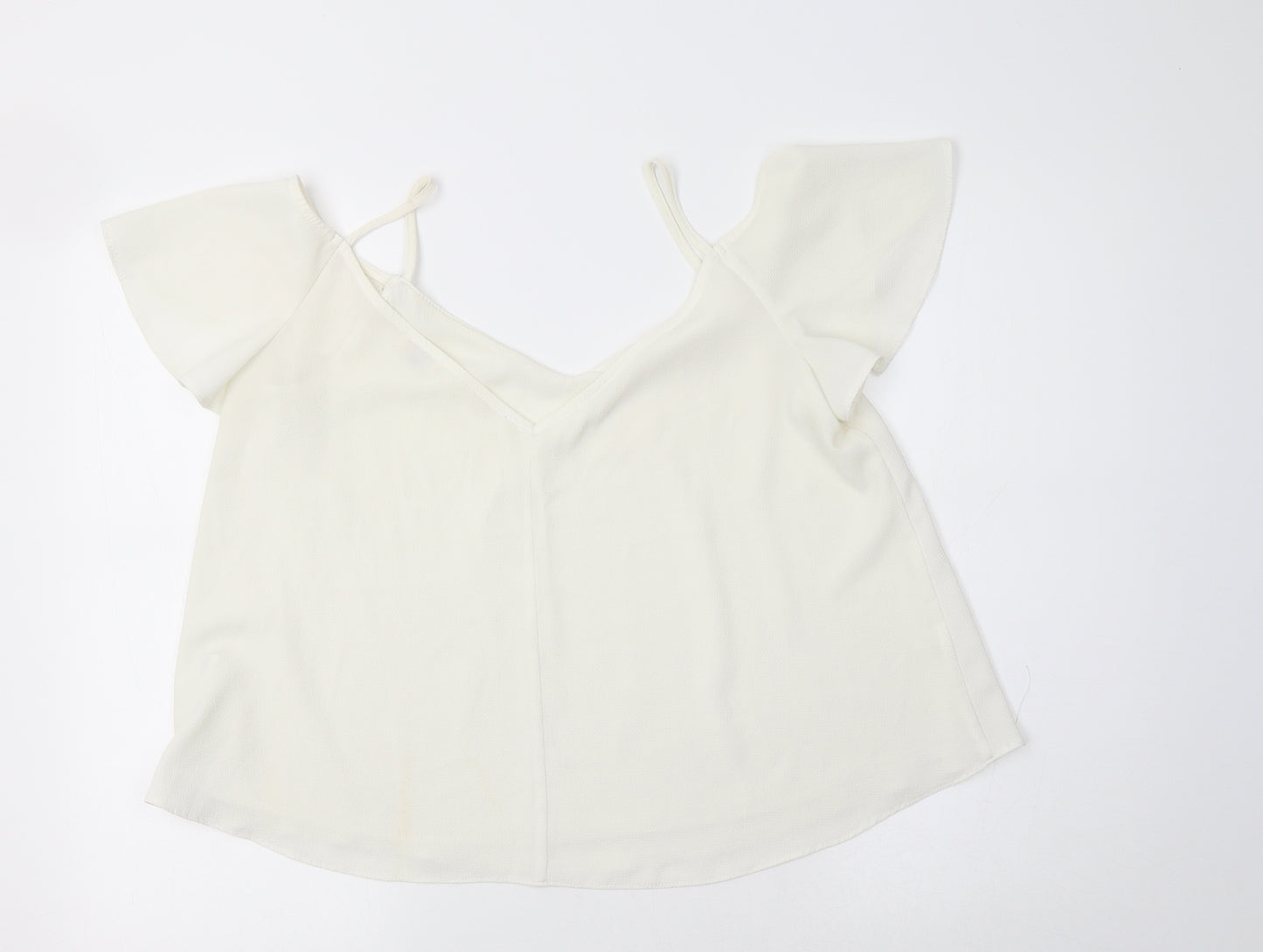 River Islamd Womens Ivory  Polyester Basic Blouse Size 12 V-Neck