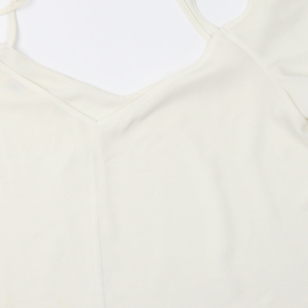 River Islamd Womens Ivory  Polyester Basic Blouse Size 12 V-Neck